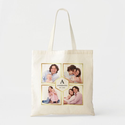 Creëer Uw eigen fotocollage voor 4 Afbeeldingen Tote Bag (Voorkant)
