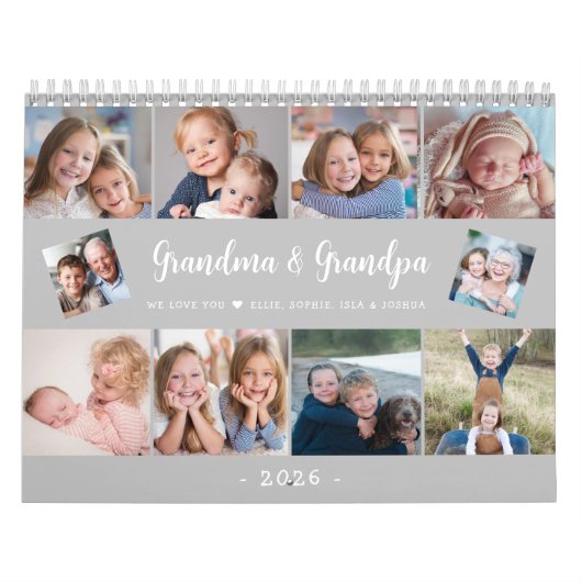 Creëer Uw eigen fotofamilie Modern Script 2026 Kalender (Hoes)