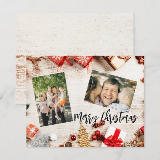 Creëer uw eigen fotokaart, gepersonaliseerde kerst feestdagenkaart (Voorkant / Achterkant)