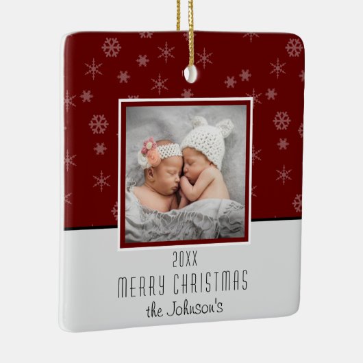 Creëer Uw eigen fotokerstfeest Keramisch Ornament (Rechts)