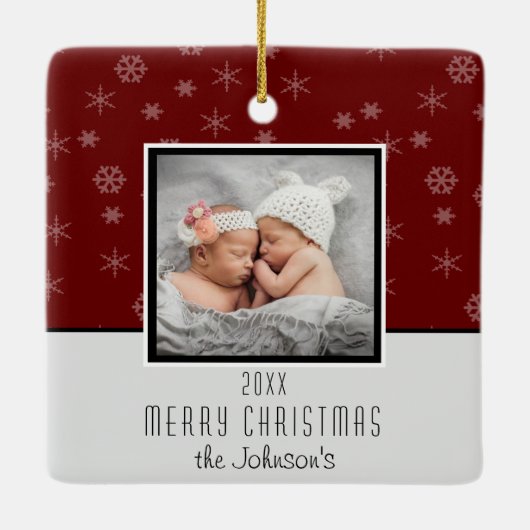 Creëer Uw eigen fotokerstfeest Keramisch Ornament (Achterkant)