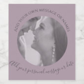 Creëer Uw eigen fotolabel Paars label Wijn Etiket (Enkel label)