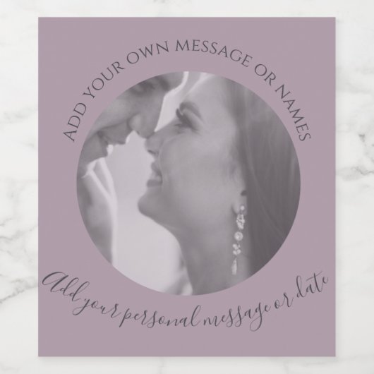 Creëer Uw eigen fotolabel Paars label Wijn Etiket (Enkel label)