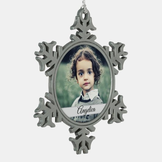 Creëer Uw eigen fotonaam Tin Sneeuwvlok Ornament (Links)