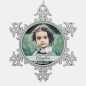 Creëer Uw eigen fotonaam Tin Sneeuwvlok Ornament (Voorkant)