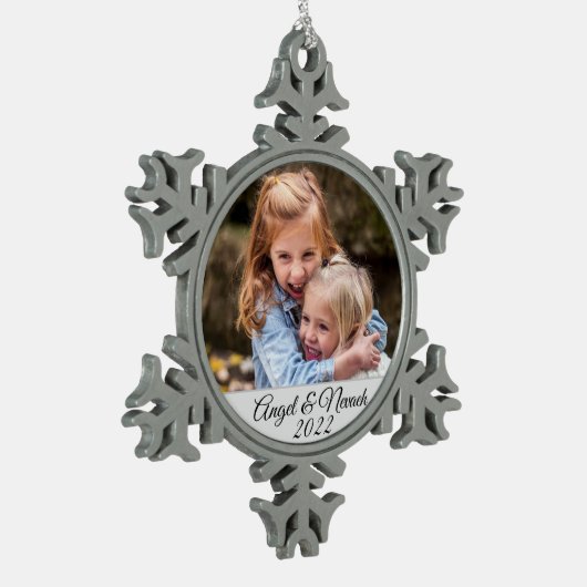 Creëer Uw eigen fotonamen Tin Sneeuwvlok Ornament (Links)