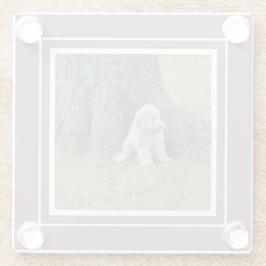 Creëer Uw eigen fotosjabloon Paars en wit Glazen Onderzetter (Achterkant)