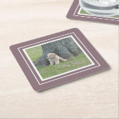 Creëer Uw eigen fotosjabloon Paars en wit Kartonnen Onderzetters (Schuin)