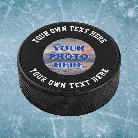 Creëer Uw eigen fototekst op maat Hockey Puck