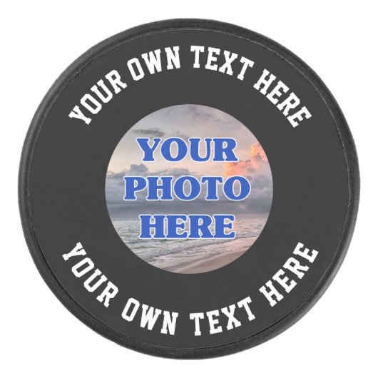 Creëer Uw eigen fototekst op maat Hockey Puck (Voorkant)