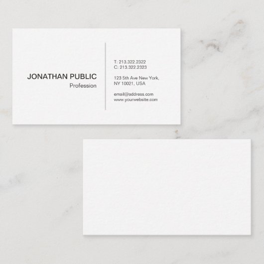 Creëer Uw eigen, geavanceerde, eenvoudige wit Visitekaartje (Voorkant / Achterkant)