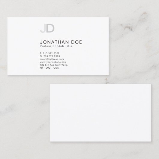 Creëer Uw eigen geavanceerde moderne monogram Visitekaartje (Voorkant / Achterkant)