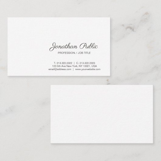 Creëer Uw eigen geavanceerde witte moderne platte Visitekaartje (Voorkant / Achterkant)