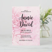 Creëer uw eigen geëtst Roos bruiloft Kaart (Staand voorkant)