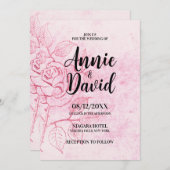 Creëer uw eigen geëtst Roos bruiloft Kaart (Voorkant / Achterkant)