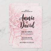 Creëer uw eigen geëtst Roos bruiloft Kaart (Voorkant / Achterkant)