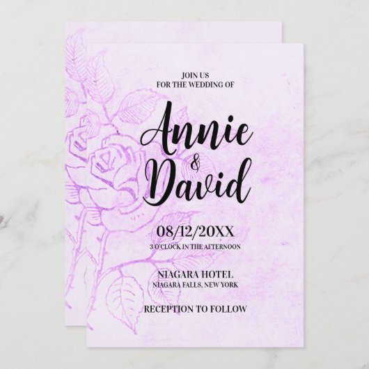 Creëer uw eigen geëtst Roos bruiloft Kaart (Voorkant / Achterkant)