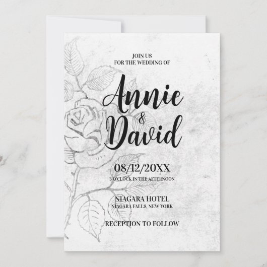 Creëer uw eigen geëtst Roos bruiloft Kaart (Voorkant)