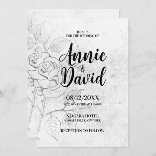 Creëer uw eigen  geëtst Roos bruiloft Kaart (Voorkant / Achterkant)