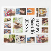 Creëer Uw Eigen Gelukkig Lief 16 Foto Fleece Deken (Voorkant (Horizontaal))