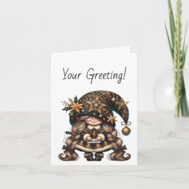 Creëer uw eigen gelukkige magische kerstgnoom feestdagen kaart