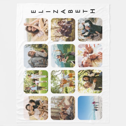 Creëer Uw eigen gepersonaliseerde 12 foto collage Fleece Deken (Voorkant)