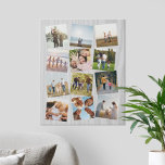 Creëer Uw eigen gepersonaliseerde 12 foto collage Imitatie Canvas Print<br><div class="desc">Creëer uw eigen gepersonaliseerde fotocollage faux canvas print met 12 van uw favoriete afbeeldingen en houtnerf achtergrond</div>