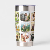 Creëer Uw eigen gepersonaliseerde 15 foto collage Geïsoleerde Drinkbeker (Links)