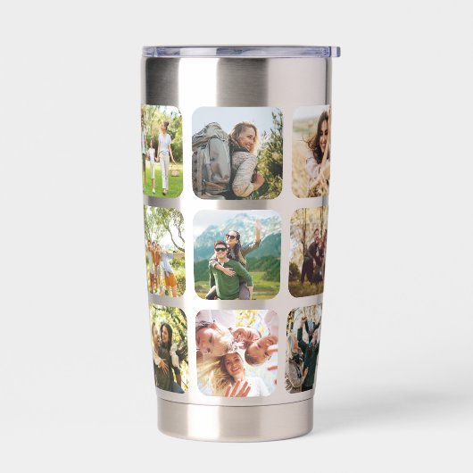 Creëer Uw eigen gepersonaliseerde 15 foto collage Geïsoleerde Drinkbeker (Links)