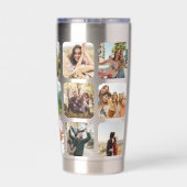 Creëer Uw eigen gepersonaliseerde 15 foto collage Geïsoleerde Drinkbeker (Achterkant)