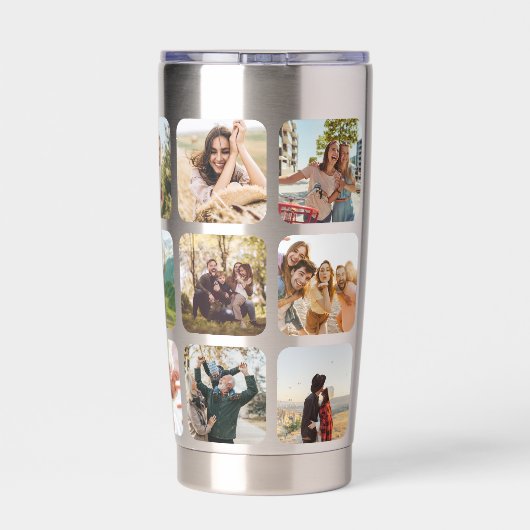 Creëer Uw eigen gepersonaliseerde 15 foto collage Geïsoleerde Drinkbeker (Achterkant)