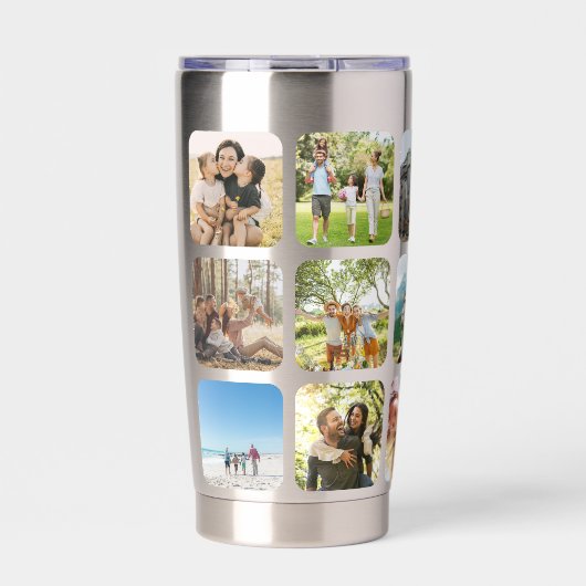 Creëer Uw eigen gepersonaliseerde 15 foto collage Geïsoleerde Drinkbeker (Voorkant)