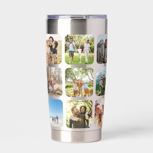Creëer Uw eigen gepersonaliseerde 15 foto collage Geïsoleerde Drinkbeker (Voorkant)