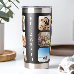 Creëer Uw eigen gepersonaliseerde 15 foto collage Geïsoleerde Drinkbeker