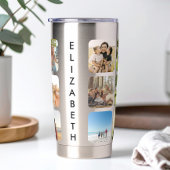 Creëer Uw eigen gepersonaliseerde 15 foto collage Geïsoleerde Drinkbeker