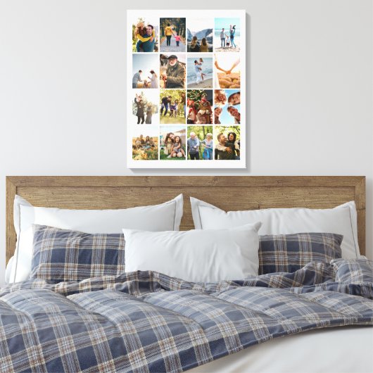 Creëer Uw eigen gepersonaliseerde 16 foto collage Canvas Afdruk (Insitu (Slaapkamer))