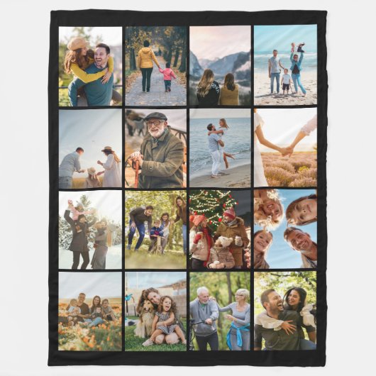 Creëer Uw eigen gepersonaliseerde 16 foto collage Fleece Deken (Voorkant)