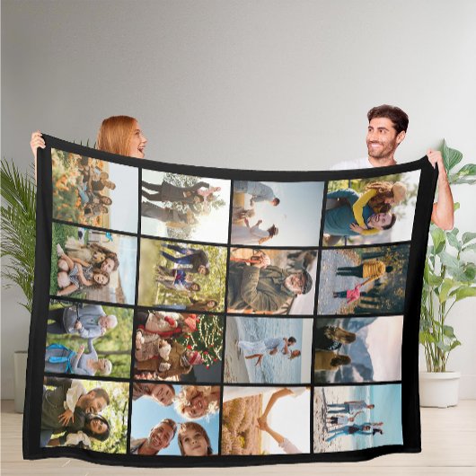 Creëer Uw eigen gepersonaliseerde 16 foto collage Fleece Deken