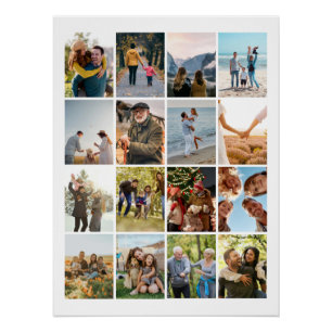 Creëer Uw eigen gepersonaliseerde 16 foto collage Perfect Poster