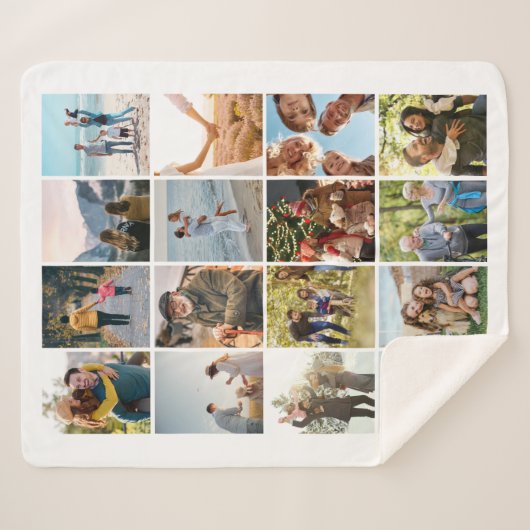 Creëer Uw eigen gepersonaliseerde 16 foto collage Sherpa Deken (Voorkant (horizontaal))