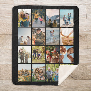 Creëer Uw eigen gepersonaliseerde 16 foto collage Sherpa Deken