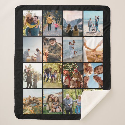 Creëer Uw eigen gepersonaliseerde 16 foto collage Sherpa Deken (Voorkant)