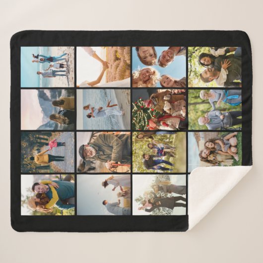 Creëer Uw eigen gepersonaliseerde 16 foto collage Sherpa Deken (Voorkant (horizontaal))