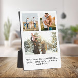 Creëer Uw eigen gepersonaliseerde 3 foto en offert Fotoplaat<br><div class="desc">Creëer uw eigen aangepaste foto en citaat plaque. Bevat drie van uw foto's en gepersonaliseerde tekst in minimalistische typografie van de typemachine.</div>