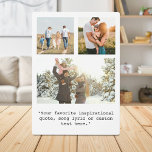 Creëer Uw eigen gepersonaliseerde 3 foto en offert Fotoplaat<br><div class="desc">Creëer uw eigen aangepaste foto en citaat plaque. Bevat drie van uw foto's en gepersonaliseerde tekst in minimalistische typografie van de typemachine.</div>