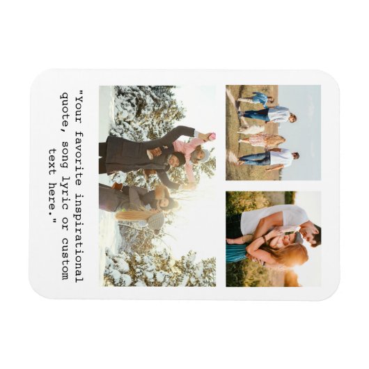 Creëer Uw eigen gepersonaliseerde 3 foto en offert Magneet (Horizontaal)