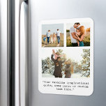 Creëer Uw eigen gepersonaliseerde 3 foto en offert Magneet<br><div class="desc">Creëer uw eigen aangepaste foto- en citaatmagneet. Bevat drie van uw foto's en gepersonaliseerde tekst in minimalistische typografie van de typemachine.</div>