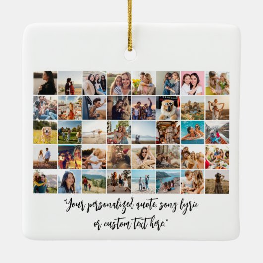 Creëer Uw eigen gepersonaliseerde 40 foto collage Keramisch Ornament (Achterkant)