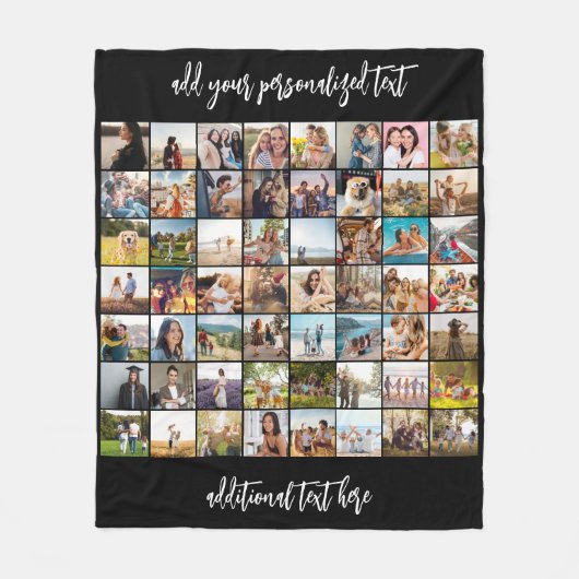 Creëer Uw eigen gepersonaliseerde 56 foto collage Fleece Deken (Voorkant)