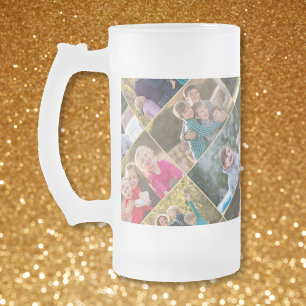 Creëer uw eigen gepersonaliseerde 6 foto collage matglas bierpul